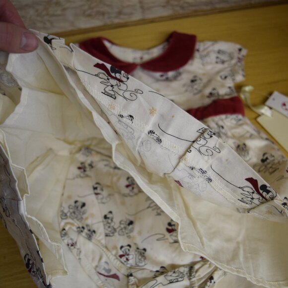 Disney Store 3-6 mo Baby Girl Dress Set Minnie Mickey Skating Winter Snow w/ TAG - Picture 5 of 8